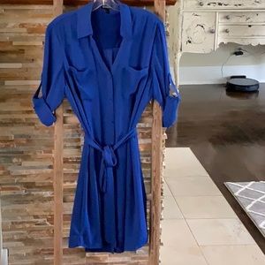 Express Royal Blue Button Up Dress